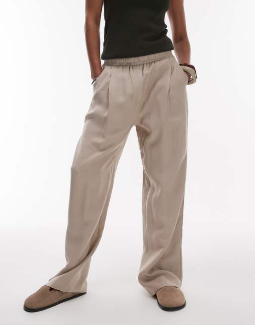 Joggers de sastre color piedra con cinturilla elástica de Topshop, 4 de 5
