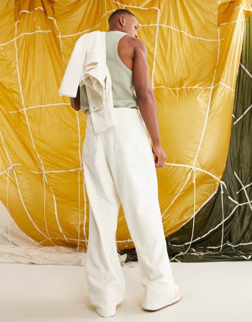 Joggers de vestir blanco suave de pernera ancha con cierre de ASOS DESIGN, 2 de 4