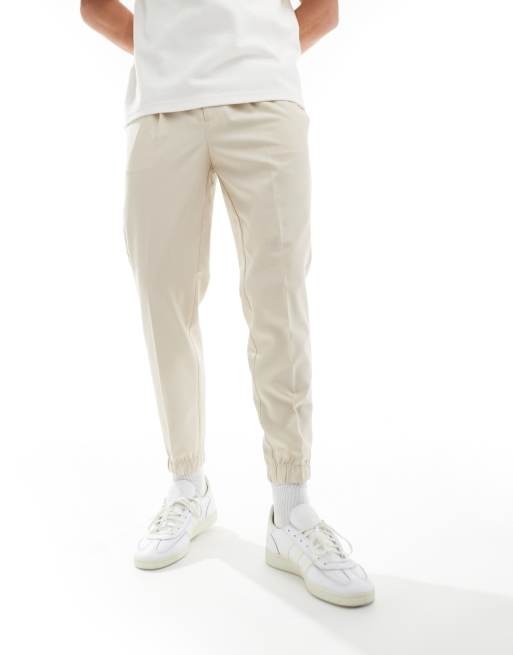 Joggers de vestir color piedra de corte tapered de ASOS DESIGN