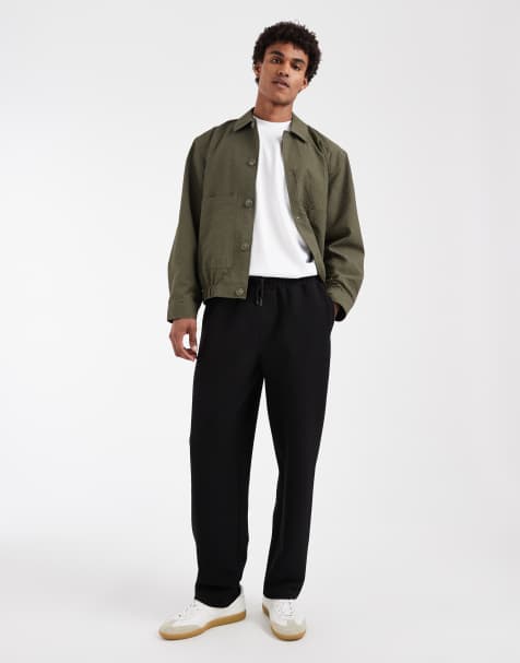 Joggers de vestir negros de pernera recta de tejido texturizado de ASOS DESIGN - view 1