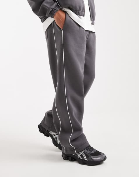 Joggers gris carbón de pernera ancha con diseño de paneles cosidos de ASOS DESIGN (parte de un conjunto) - view 1