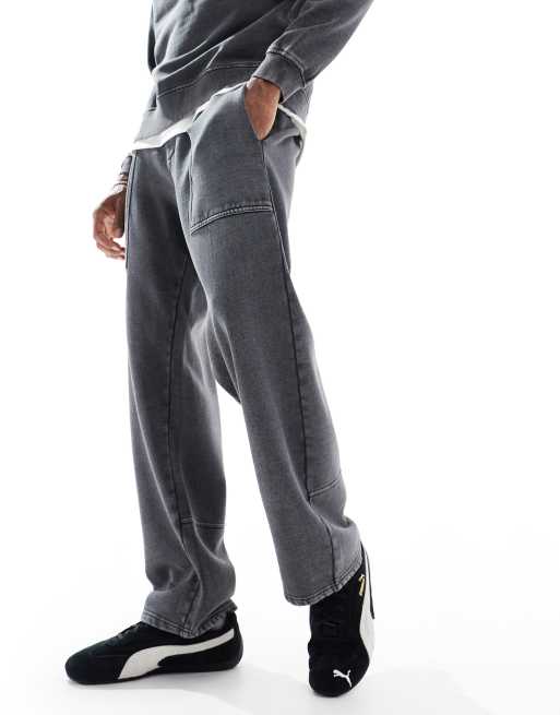 Joggers gris carbón de pernera ancha con lavado ácido y detalle de costura de Another Influence (parte de un conjunto), 2 de 5