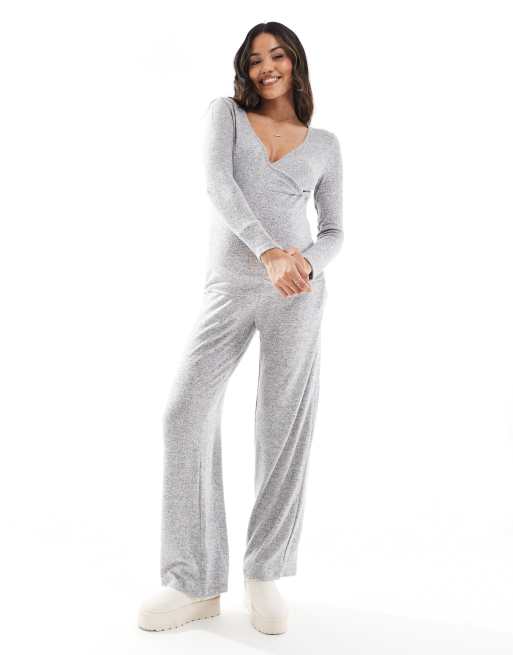 Joggers gris claro jaspeado con bajos fijos de tejido muy suave de Mamalicious Maternity (parte de un conjunto)