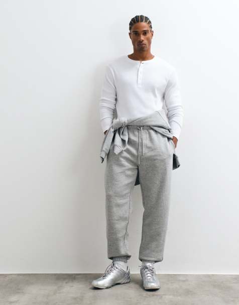 Joggers gris jaspeado básicos de corte tapered de ASOS DESIGN - view 1