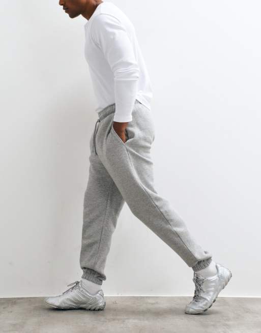 Joggers gris jaspeado básicos de corte tapered de ASOS DESIGN, 3 de 5