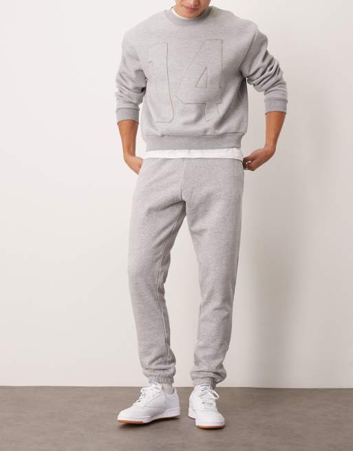 Joggers gris jaspeado con bajos ajustados de New Look