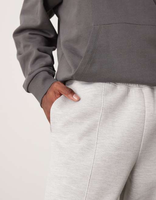 Joggers gris jaspeado de corte recto de tejido grueso efecto neopreno de ASOS DESIGN, 3 de 5
