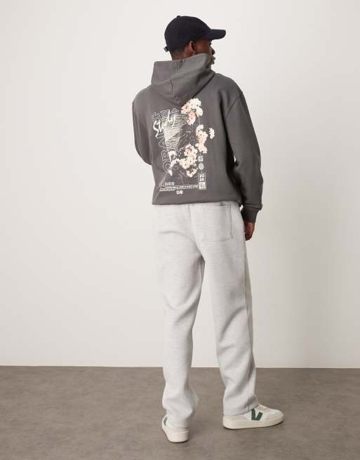 Joggers gris jaspeado de corte recto de tejido grueso efecto neopreno de ASOS DESIGN, 4 de 5