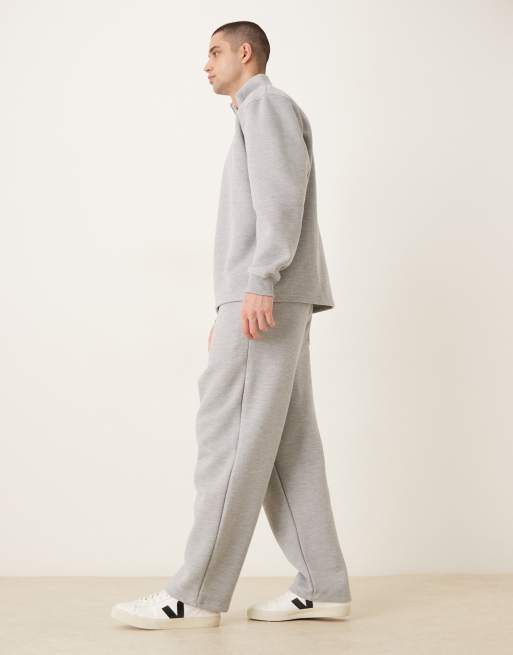Joggers gris jaspeado de corte tapered holgado de piqué con interior cepillado de ASOS DESIGN, 3 de 5