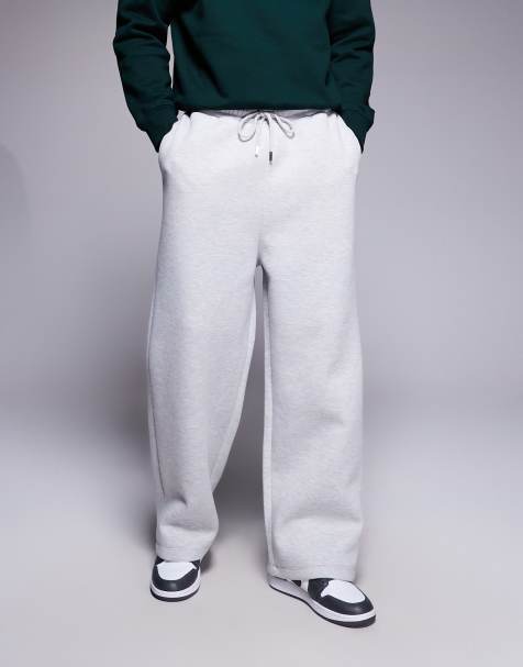 Joggers gris jaspeado de pernera ancha de tejido grueso efecto neopreno de ASOS DESIGN - view 1