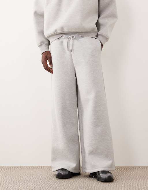 Joggers gris jaspeado de pernera muy ancha de tejido grueso efecto neopreno de ASOS DESIGN, 2 de 5