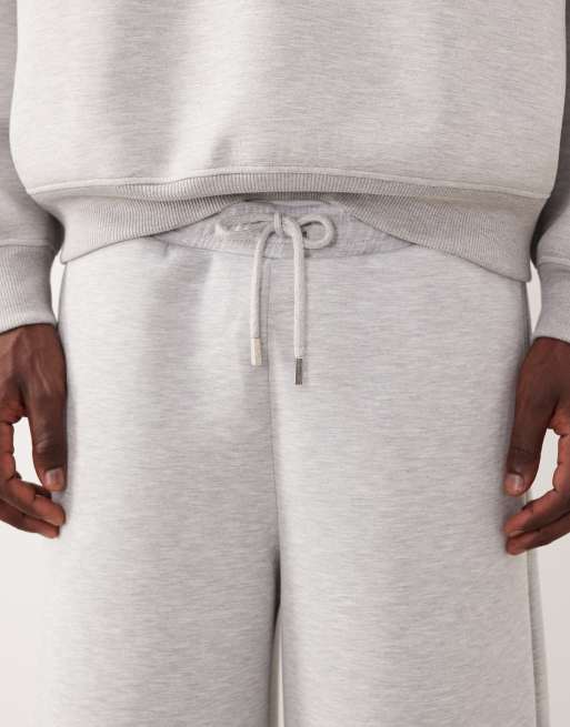 Joggers gris jaspeado de pernera muy ancha de tejido grueso efecto neopreno de ASOS DESIGN, 5 de 5