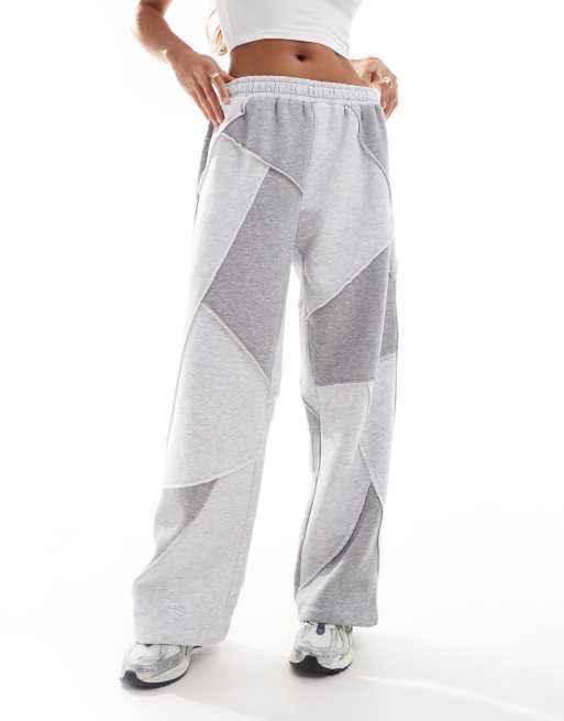 Joggers gris jaspeado de pernera recta extragrande con detalles tipo patchwork de ASOS DESIGN (parte de un conjunto), 5 de 5