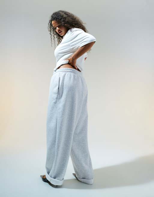 Joggers gris jaspeado extragrande con detalle de dobladillos de ASOS DESIGN Curve, 3 de 5