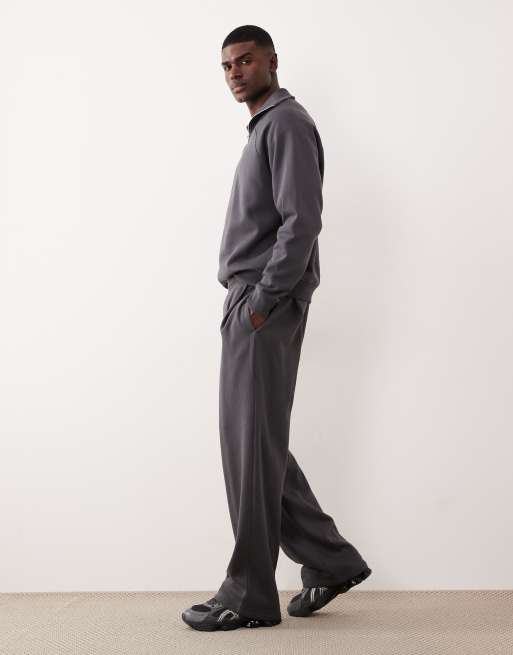 Joggers gris oscuro de pernera ancha con pinzas de ASOS DESIGN, 3 de 5