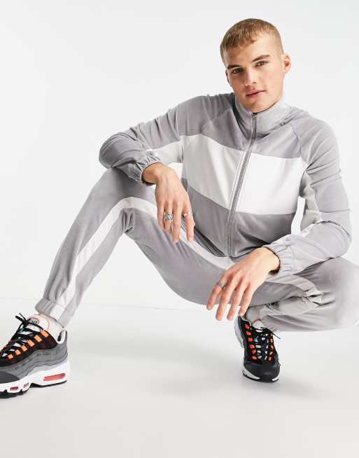 Joggers grises con diseño color block de velour de Topman (parte de un conjunto)