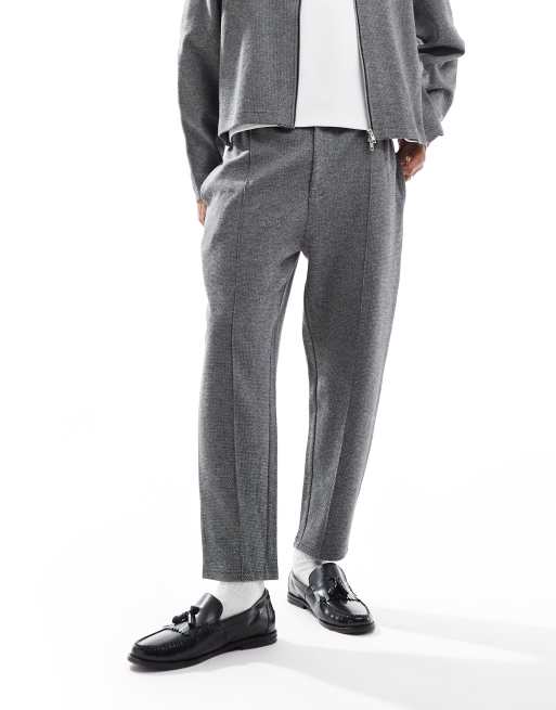 Joggers grises de corte tapered texturizados de ASOS DESIGN (parte de un conjunto)