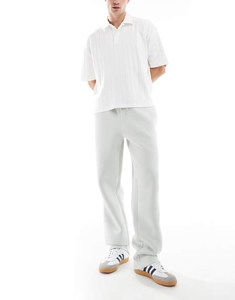Joggers grises de pernera recta con detalle de cintas en contraste de tejido efecto neopreno de ASOS DESIGN - view 1