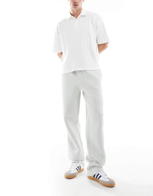 Joggers grises de pernera recta con detalle de cintas en contraste de tejido efecto neopreno de ASOS DESIGN