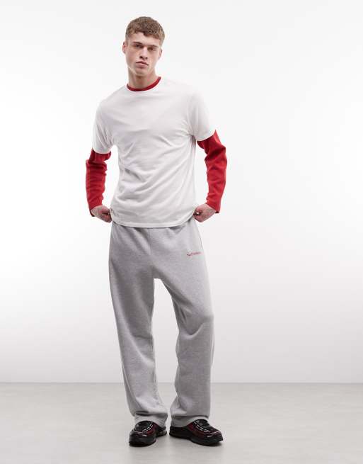 Joggers grises de pernera recta con lazada en la cintura y logo de 100% algodón de No Problemo, 2 de 5