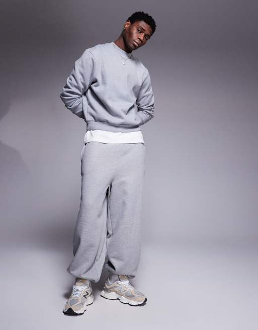 Joggers grises extragrandes de tejido grueso de 400 g/m2 premium de ASOS DESIGN