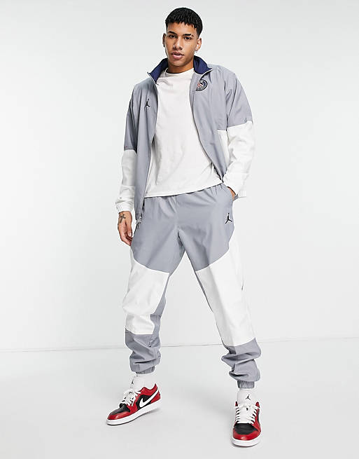 Eliminar interferencia Fructífero Chándal gris y blanco con diseño del Paris Saint-Germain de Nike Jordan |  ASOS