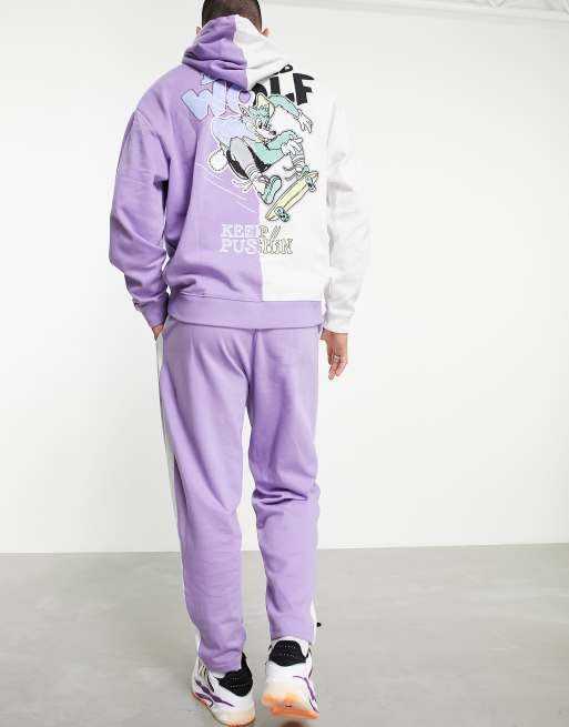 Joggers lilas extragrandes con detalle de panel en los laterales de ASOS DESIGN (parte de un conjunto), 3 de 4