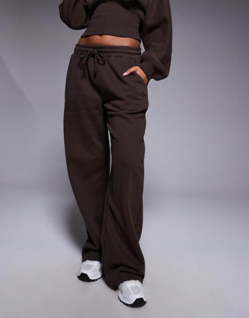 Joggers marrón chocolate con cinturilla de canalé rico en algodón exclusivos de Kaiia (parte de un conjunto)  , 3 de 5