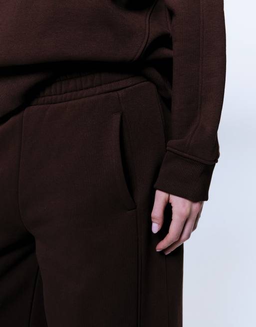 Joggers marrón chocolate de pernera barrel con costuras de tejido de 500 g/m² premium de ASOS DESIGN, 3 de 5