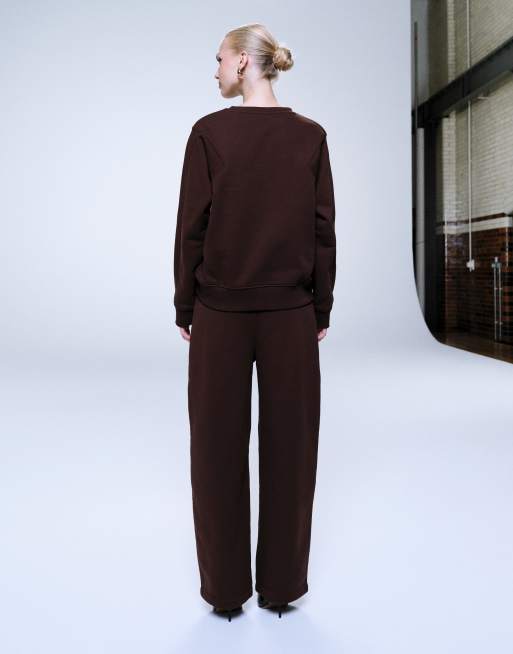 Joggers marrón chocolate de pernera barrel con costuras de tejido de 500 g/m² premium de ASOS DESIGN, 4 de 5