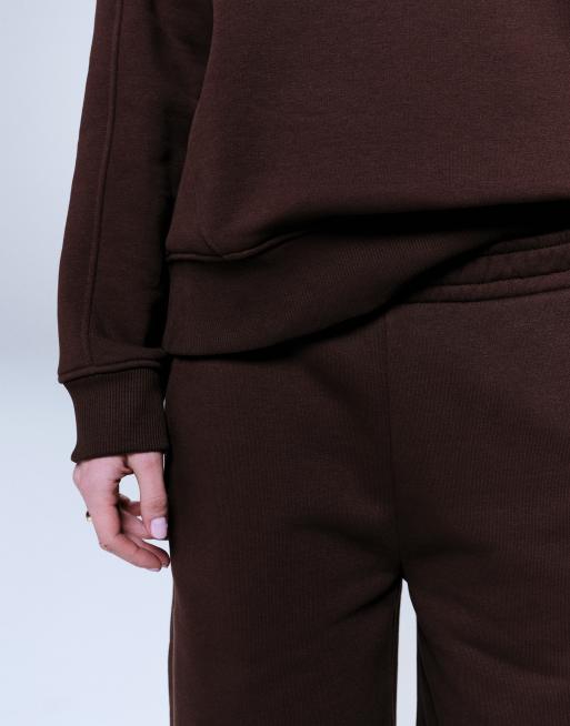 Joggers marrón chocolate de pernera barrel con costuras de tejido de 500 g/m² premium de ASOS DESIGN, 5 de 5