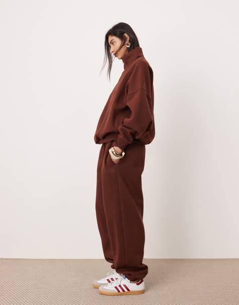 Joggers marrón chocolate extragrandes de tejido grueso premium de ASOS EDITION - view 1