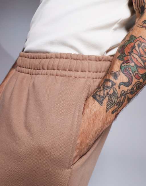 Joggers marrón claro de pernera ancha de tejido grueso de 400 g/m2 premium de ASOS DESIGN, 3 de 5