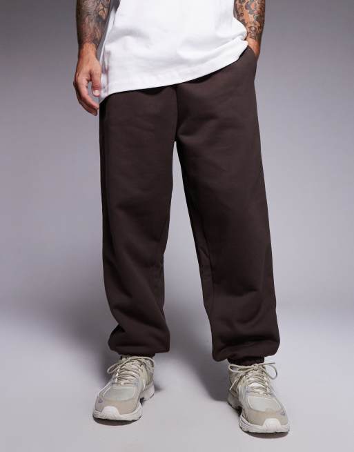 Joggers marrón helecho extragrandes de tejido grueso de 400 g/m² premium de ASOS DESIGN