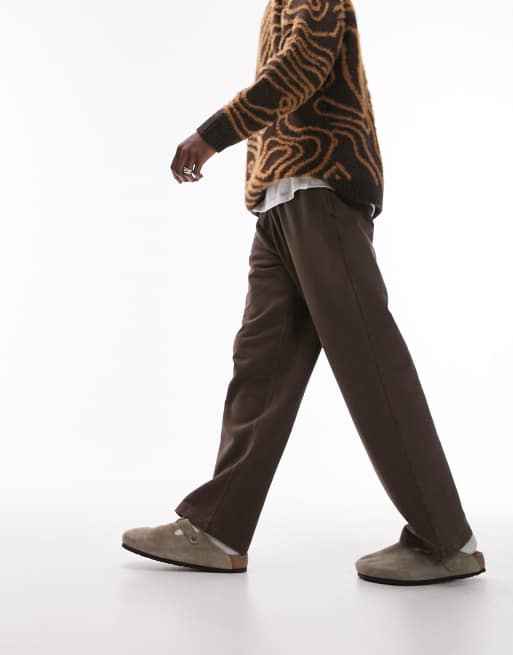 Joggers marrón lavado de pernera recta de Topman