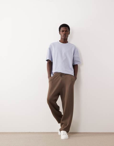 Joggers marrones de corte suelto de punto compacto de ASOS COLLECTIVE (parte de un conjunto) - view 1