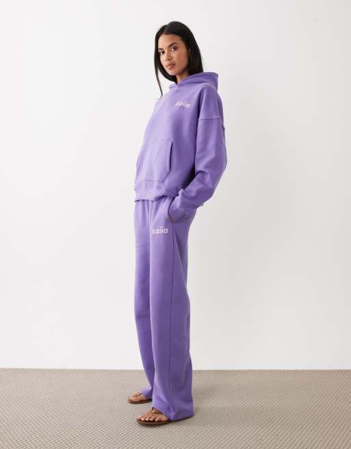 Joggers morados y lilas de pernera ancha con logo de estrella de tejido rico en algodón de Kaiia Studio (parte de un conjunto), 2 de 6