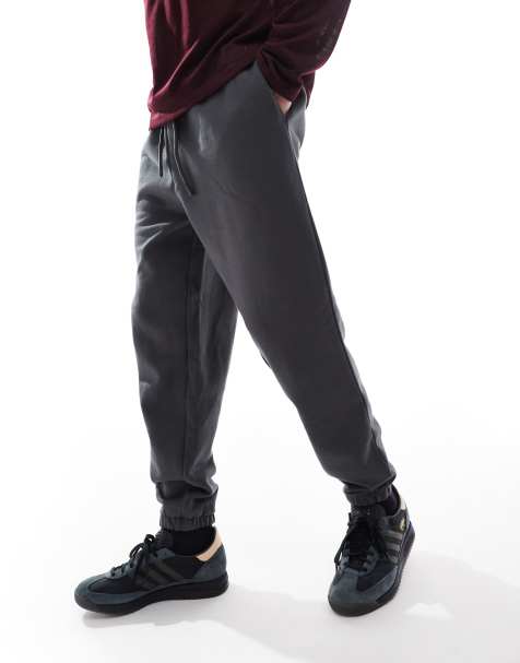 Joggers negro lavado de corte tapered de tejido grueso de 400 g/m2 premium de ASOS DESIGN - view 1