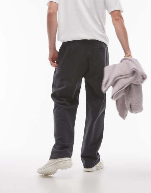 Joggers negro lavado de pernera recta de Topman, 2 de 5
