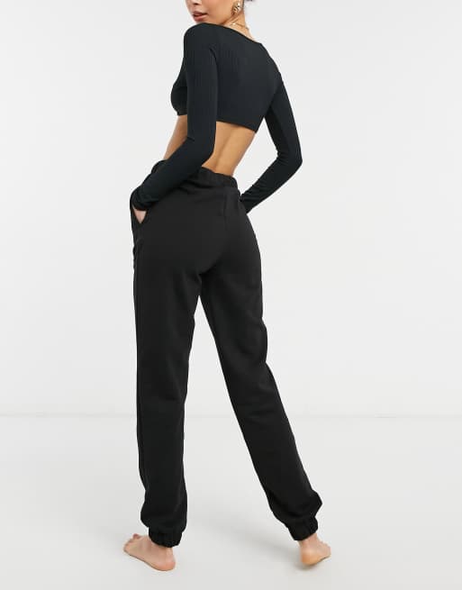 Joggers negros con acabado cepillado de estar por casa de ASOS DESIGN Tall, 2 de 4