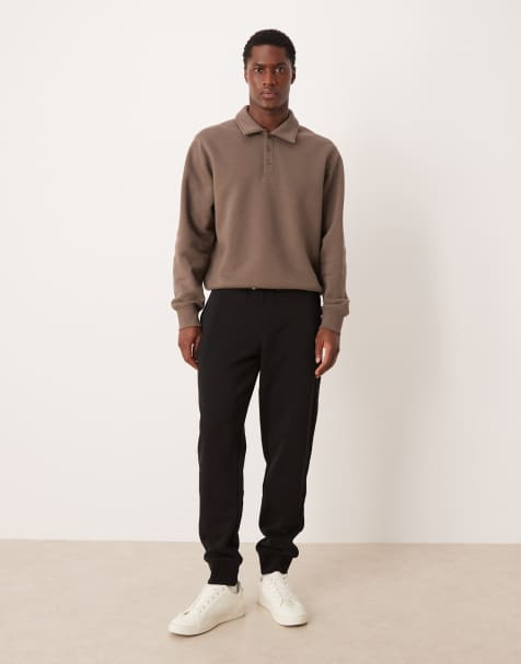 Joggers negros con bajos ajustados y lazada en la cintura de mezcla de algodón de Mango - view 1