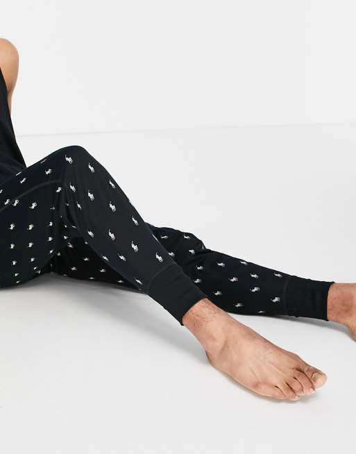 Joggers negros con estampado integral de logo de pony de Polo Ralph Lauren, 4 de 4