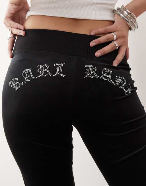 Joggers negros con logo de pedrería de firma de Karl Kani, 2 de 5