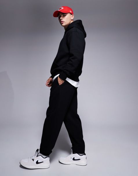 Joggers negros de corte tapered de tejido grueso de 400 g/m2 premium de ASOS DESIGN - view 1