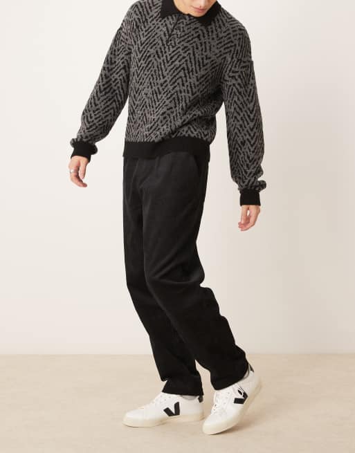 Joggers negros de corte tapered sin cierres de pana de ASOS DESIGN  , 3 de 5