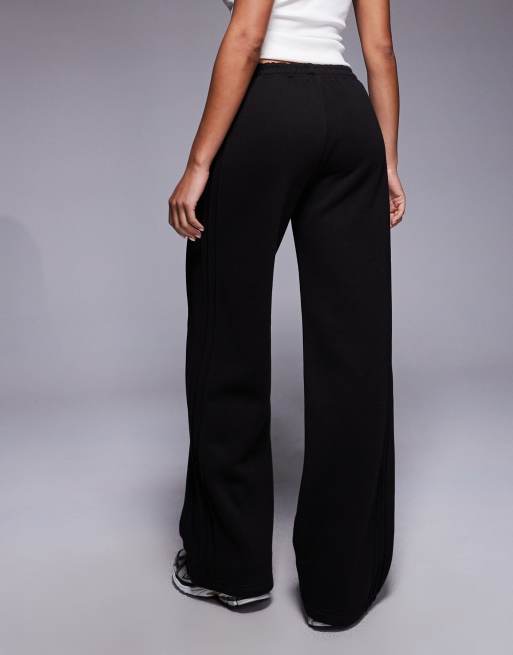 Joggers negros de pernera ancha con detalle de nervios laterales de tejido rico en algodón exclusivos de Kaiia  , 4 de 5
