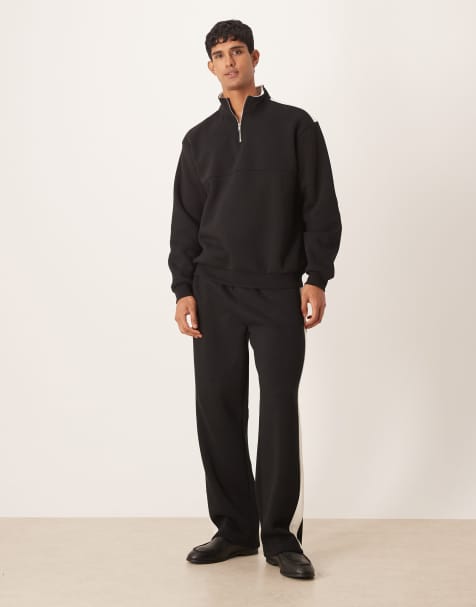 Joggers negros de pernera ancha con diseño de paneles cosidos de ASOS DESIGN (parte de un conjunto) - view 1