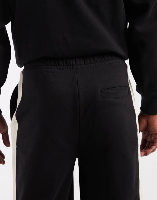 Joggers negros de pernera ancha con franja lateral de Threadbare, 5 de 5