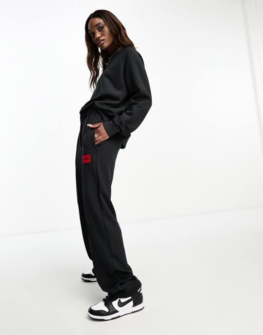 Joggers negros de pernera ancha con logo de HUGO Bodywear Essentials (parte de un conjunto)