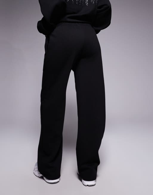 Joggers negros de pernera ancha con logo de strass de tejido rico en algodón exclusivos de Kaiia (parte de un conjunto), 2 de 5